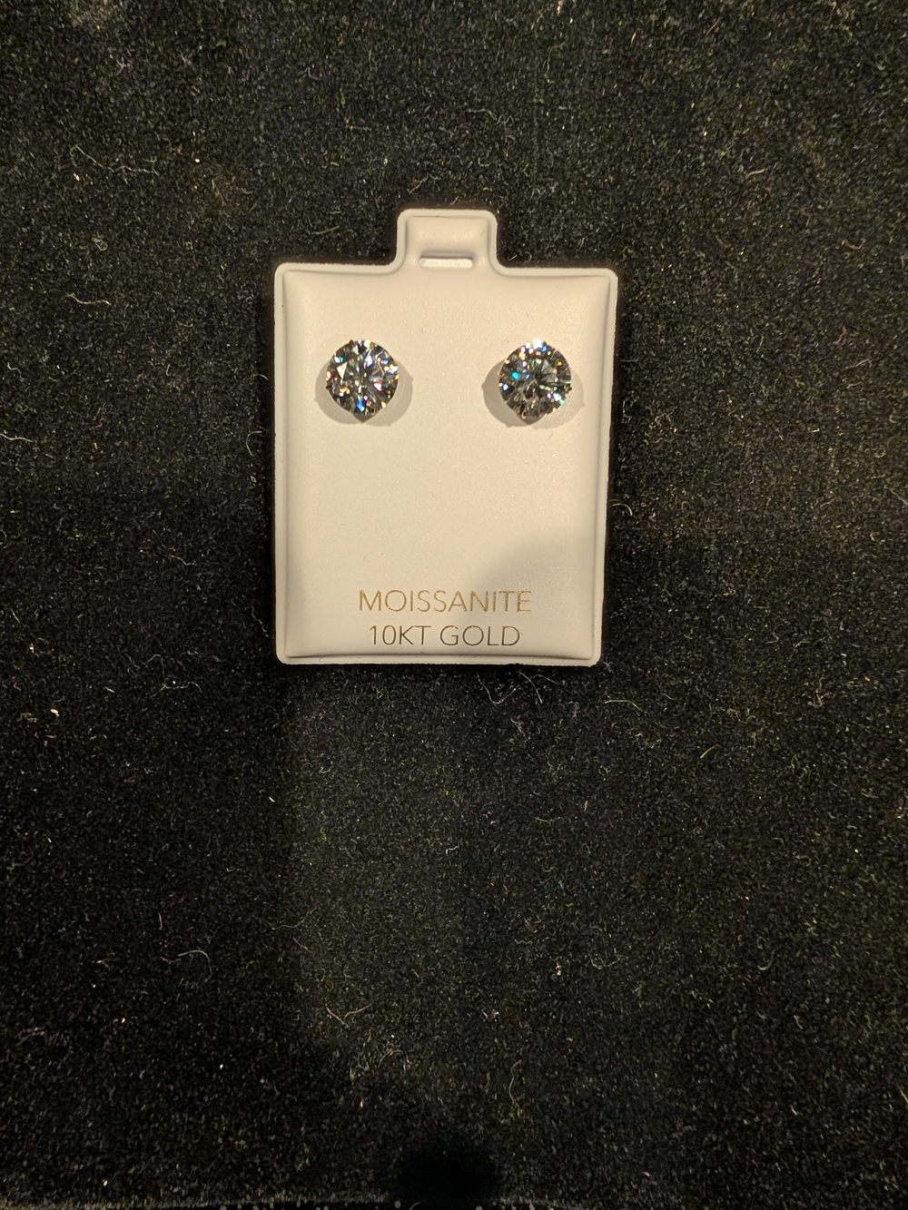 Moissanite 10KT Gold Round Cut Stud Earrings - White Sparkle, 3 CTW